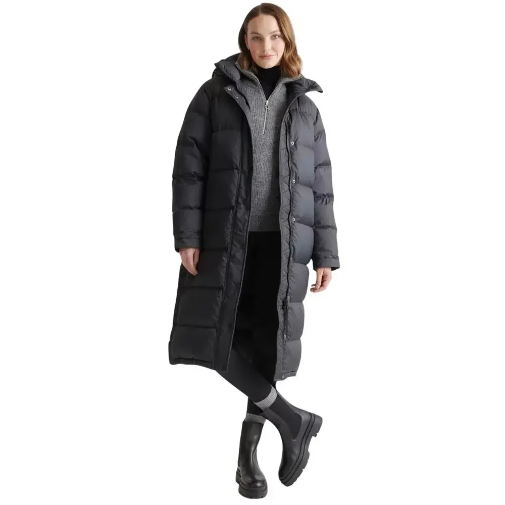 NWOT Quince Women's Responsible Down Long Puffer Jacket XL Hooded Black $200 Y2K